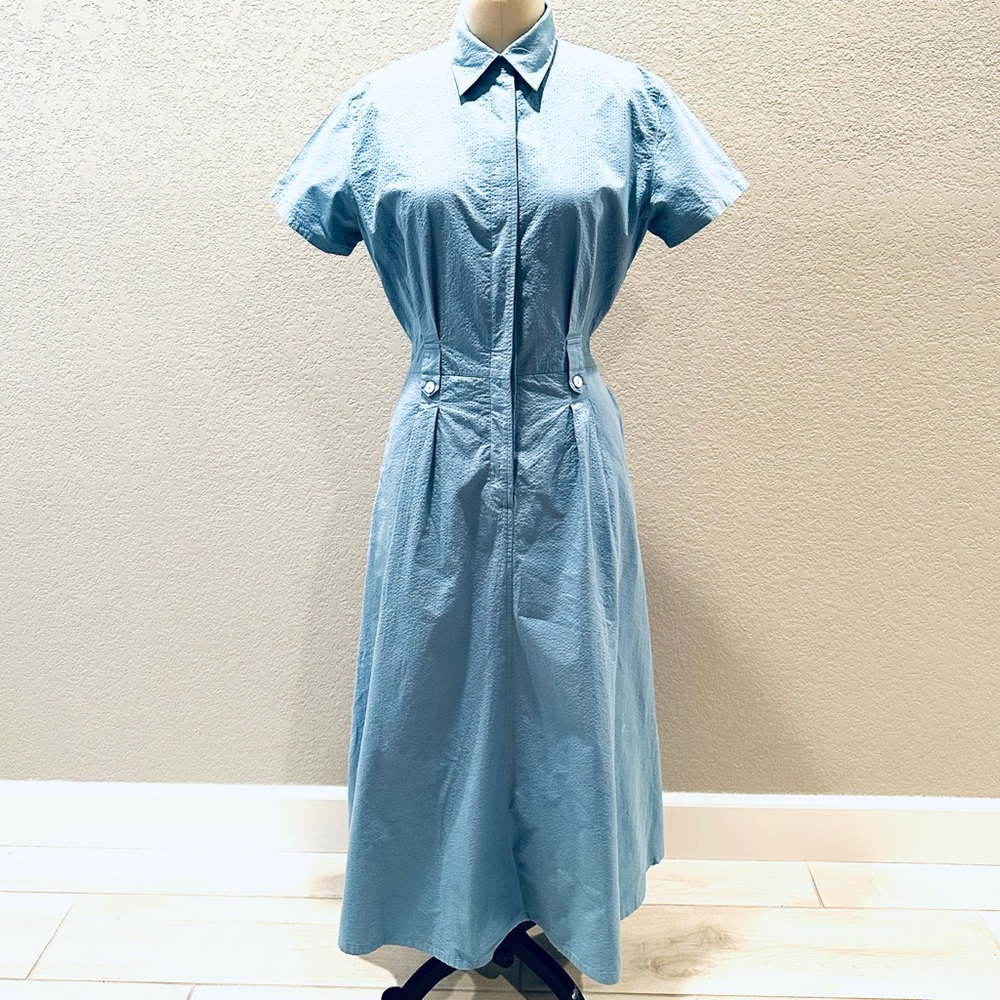 Orvis Classic Light Blue Button-Front Shirt Dress